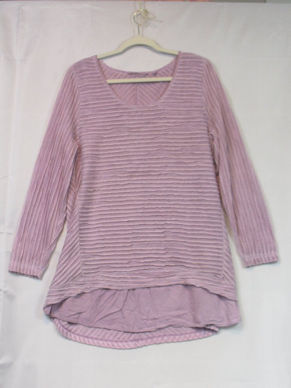 Soft Surroundings‎ Womens Ribbed Pullover Tunic Top Lavender Oversized Size L